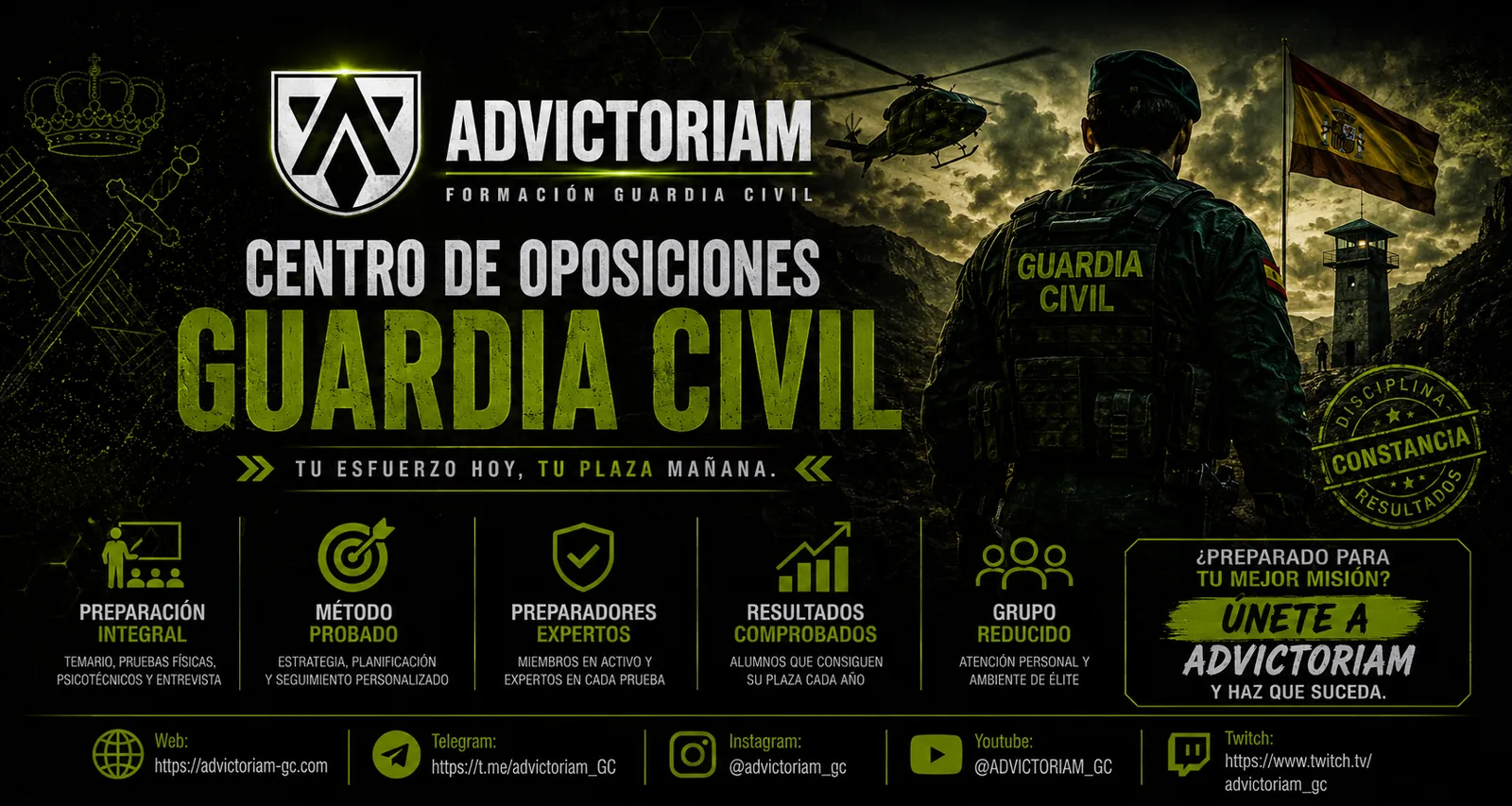AdVictoriam · Centro de oposiciones Guardia Civil — Tu esfuerzo hoy, tu plaza mañana